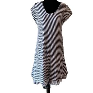 ANGELA MARA blue/white striped summer dress size XL